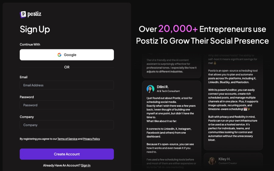 Postiz screenshot