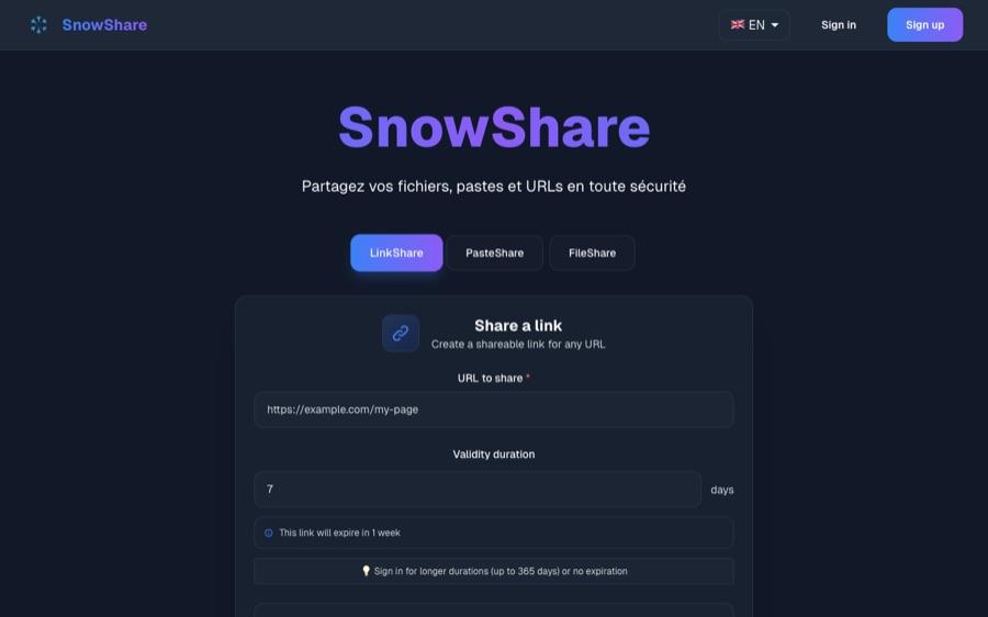 SnowShare screenshot